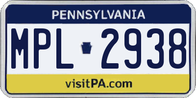 PA license plate MPL2938