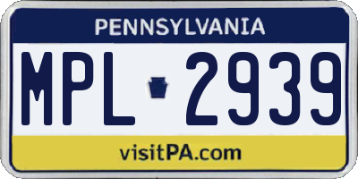PA license plate MPL2939