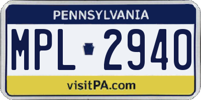 PA license plate MPL2940