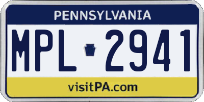 PA license plate MPL2941