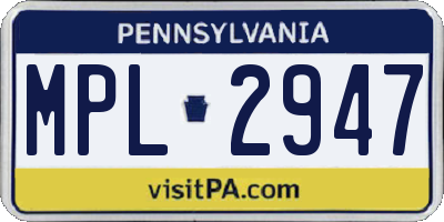 PA license plate MPL2947