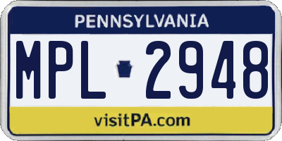 PA license plate MPL2948