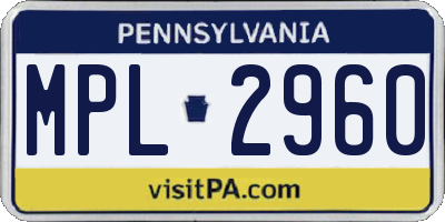 PA license plate MPL2960
