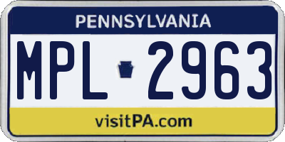 PA license plate MPL2963