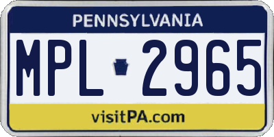 PA license plate MPL2965