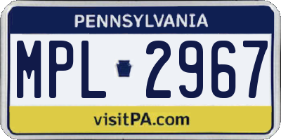 PA license plate MPL2967