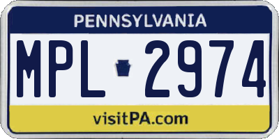 PA license plate MPL2974