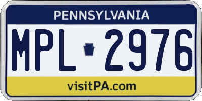 PA license plate MPL2976