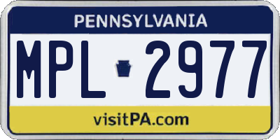 PA license plate MPL2977