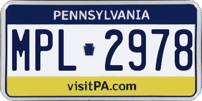 PA license plate MPL2978