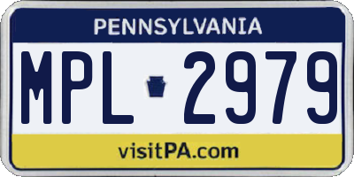 PA license plate MPL2979