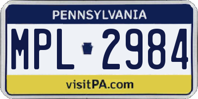 PA license plate MPL2984