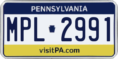PA license plate MPL2991