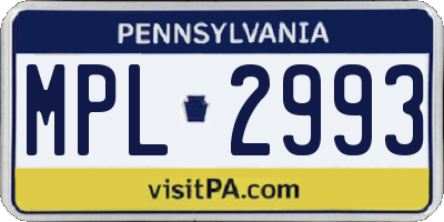 PA license plate MPL2993