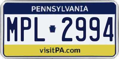 PA license plate MPL2994