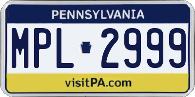 PA license plate MPL2999