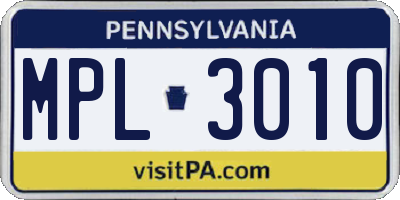 PA license plate MPL3010
