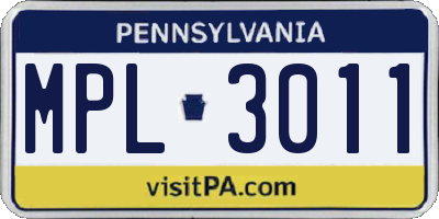 PA license plate MPL3011