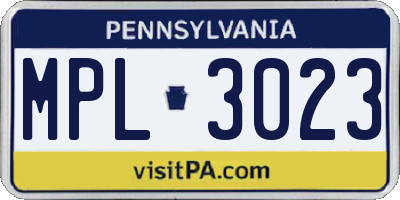 PA license plate MPL3023