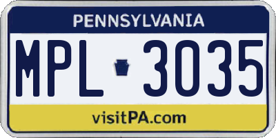 PA license plate MPL3035