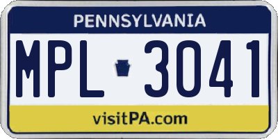PA license plate MPL3041