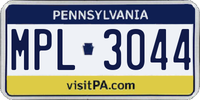 PA license plate MPL3044