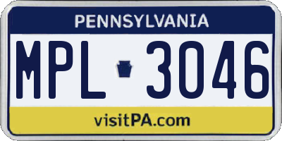 PA license plate MPL3046