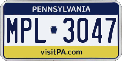 PA license plate MPL3047
