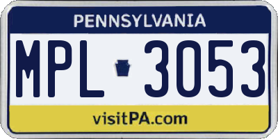 PA license plate MPL3053