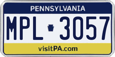 PA license plate MPL3057