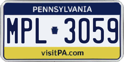 PA license plate MPL3059