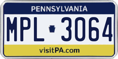 PA license plate MPL3064