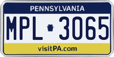 PA license plate MPL3065