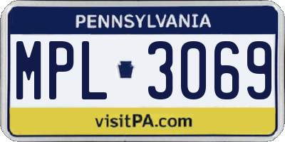 PA license plate MPL3069
