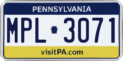 PA license plate MPL3071
