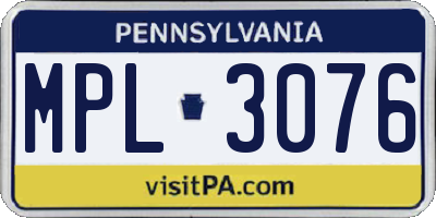 PA license plate MPL3076