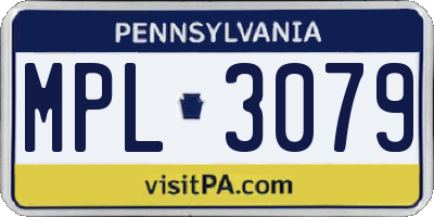 PA license plate MPL3079