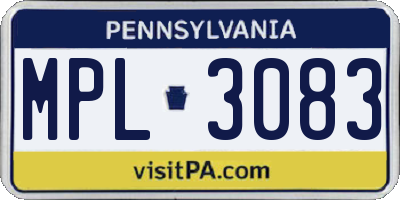 PA license plate MPL3083