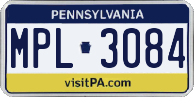 PA license plate MPL3084
