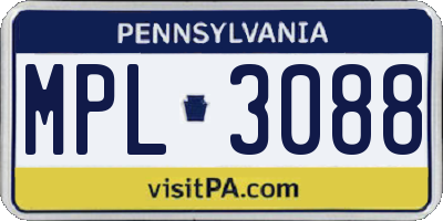 PA license plate MPL3088