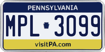 PA license plate MPL3099