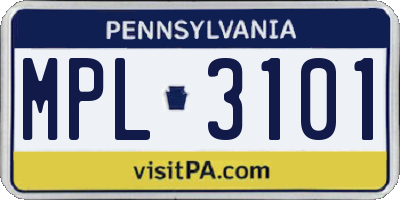 PA license plate MPL3101