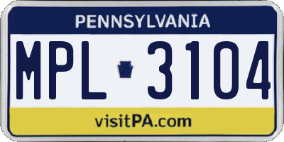 PA license plate MPL3104