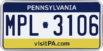 PA license plate MPL3106