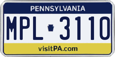 PA license plate MPL3110
