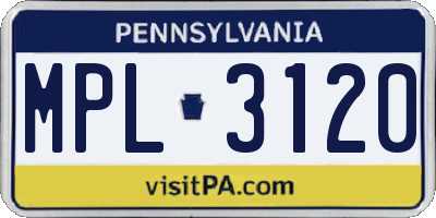 PA license plate MPL3120