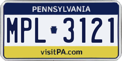 PA license plate MPL3121