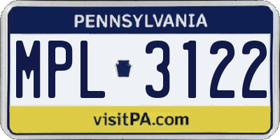 PA license plate MPL3122