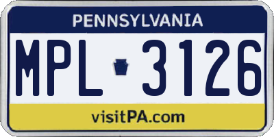 PA license plate MPL3126