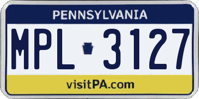 PA license plate MPL3127